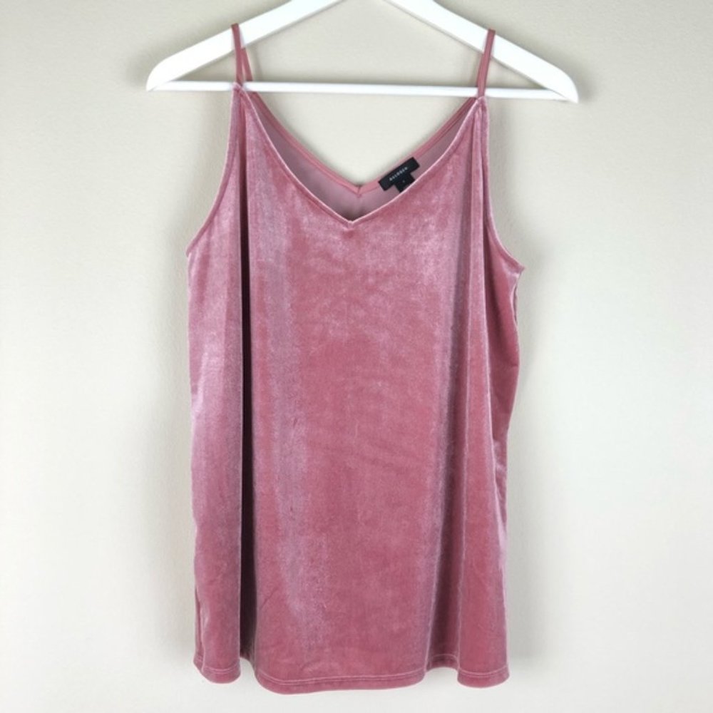 HALOGEN Pink V-Neck Tank Top Velvet Small